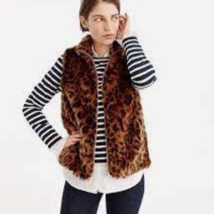 J. Crew leopard faux fur vest | XS